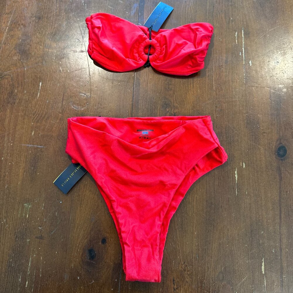 Sunlight Muse Red Ring Bandeau Bikini Set Small NEW